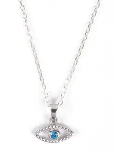 Clara Woman Silver-Toned Rhodium-Plated CZ Stone-Studded Evil Eye Chain Pendant