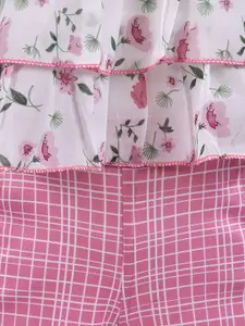 Wish Karo Girls White & Pink Printed Top with Shorts