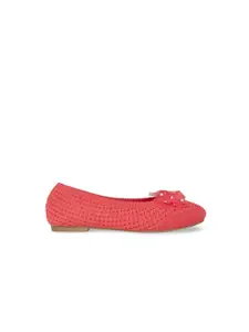 Pantaloons Junior Girls Coral Party Ballerinas with Bows Flats