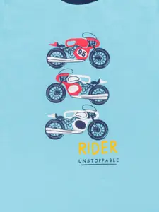 Todd N Teen Boys Pack of 2 Blue & Yellow Printed Cotton T-shirt with Trousers