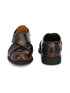 Delize Men Brown Solid Shoe-Style Sandals