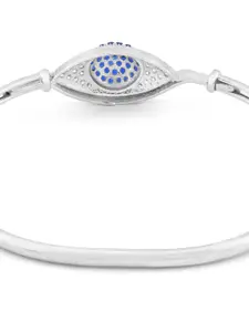AMI Women Silver-Toned & Blue Brass Cubic Zirconia Silver-Plated Kada Bracelet