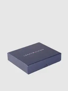 Tommy Hilfiger Men Black Floral Cut Work Leather Two Fold Wallet