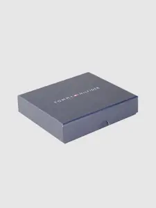 Tommy Hilfiger Men White Floral Printed Cut Work Leather Two Fold Wallet