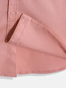 Nautica Boys Peach-Coloured Solid Casual Shirt
