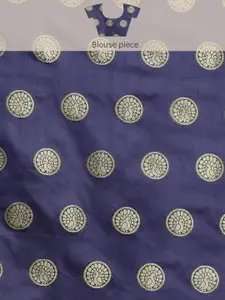 Silk Land Navy Blue & Golden Ethnic Motifs Zari Banarasi Saree