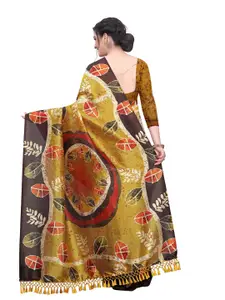 Silk Land Kalamkari Cotton Blend Digital Print Saree With Tassels
