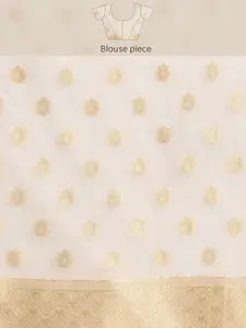 Silk Land Off White & Gold-Toned Woven Design Zari Kasauv Saree