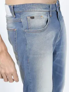 KETCH Men Blue Tapered Fit Low Distress Heavy Fade Stretchable Jeans