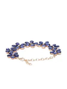 YouBella Women Navy Blue & Gold-Plated Charm Bracelet