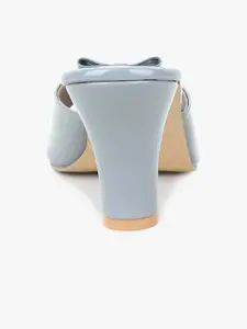 Glitzy Galz Women Grey Block Heels Peep Toes with Bows