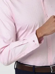Van Heusen Men Pink Micro Ditsy Printed Pure Cotton Formal Shirt