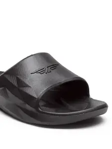 Red Tape Men Black Solid Sunnies Sliders