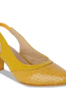 SCENTRA Mustard Colourblocked Kitten Pumps