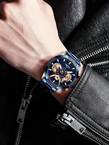 Nibosi Men Blue Dial & Blue Stainless Steel Bracelet Style Straps Analogue Watch NB-2379-Mtl-Blue-Blue