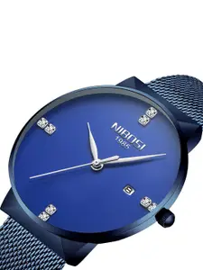Nibosi Men Blue Dial & Blue Stainless Steel Bracelet Style Straps Analogue Watch
