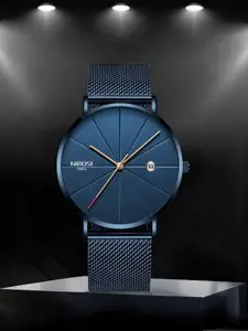 Nibosi Men Blue Dial & Blue Stainless Steel Straps Analogue Watch NB-2321