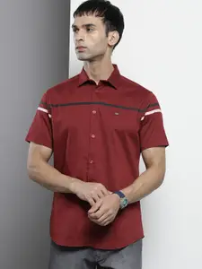 The Indian Garage Co Men Maroon Striped Detail Classic Casual Shirt