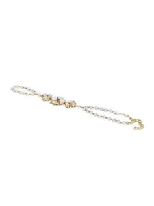 OOMPH Women Gold-Toned & White Hathphool Bracelet