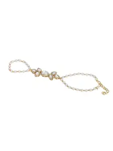 OOMPH Women Gold-Toned & White Hathphool Bracelet