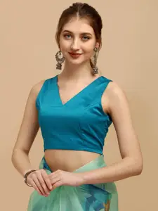 Sangria Women Sea Green Digital Printed Organza Saree with Blouse Piece