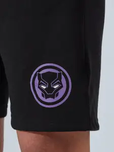 The Souled Store Men Black Black Panther Printed Cotton Shorts