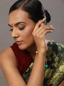 Ruby Raang Women Gold-Plated & Green Brass Kundan Charm Bracelet