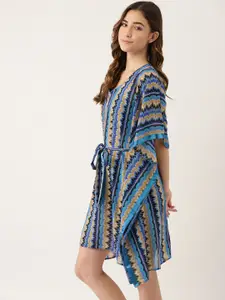 Ms.Lingies Ms Lingies Women Blue Abstract Printed Kaftan Nightdress
