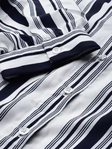 Ms.Lingies Ms Lingies Women Navy Blue Striped Shirt Style Nightdress