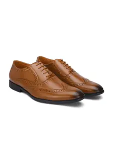 ALBERTO MORENO Men Tan-Brown Solid Formal Brogues