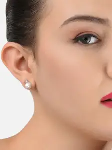 Zaveri Pearls Rose Gold Plated Set of 3 Contemporary CZ Studs Earrings