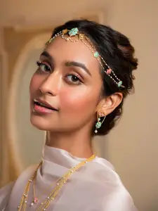 SHAYA Silver-Toned & Red Gold Plated Contemporary Drop Earrings