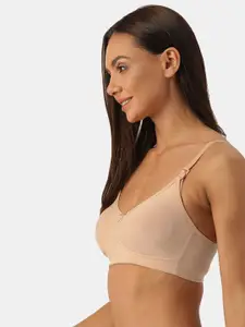 Inner Sense Set Of 3 Beige Non Padded & Non Wired Solid Anti Odour Maternity Bra With