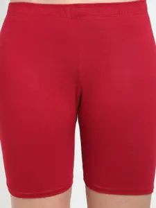 Jinfo Women Red & Maroon Pack of 2 Cycling Sports Shorts