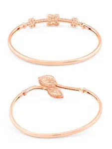 Zaveri Pearls Women Pack of 2 Rose Gold Plated Brass Cubic Zirconia Kada Bracelet