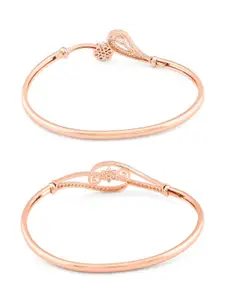 Zaveri Pearls Women Set of 2 Rose Gold-Plated & White Brass Cubic Zirconia Kada Bracelet