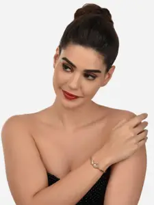 Zaveri Pearls Women Pack of 2 Rose Gold Brass Cubic Zirconia Kada Bracelets