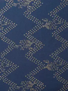 RANGMANCH BY PANTALOONS Women Navy Blue & Golden Printed Cotton Kurta