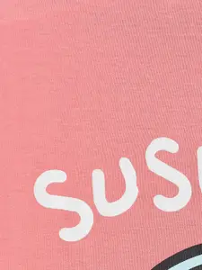 Dreamz by Pantaloons Pink & Blue Graphic Print Pure Cotton Regular Lounge tshirt