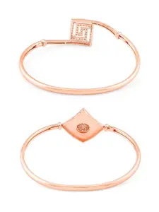 Zaveri Pearls Women Set of 2 Rose Gold Plated Studded Kada Bracelet