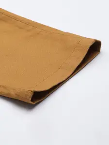 Van Heusen Sport Men Khaki Self-Design Tapered Fit Regular Trousers
