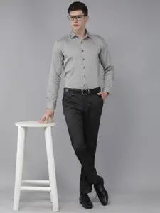 V Dot Men Blue Micro Ditsy Printed Slim Fit Pure Cotton Semiformal Shirt