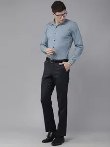 V Dot Men Blue Skinny Fit Striped Formal Shirt