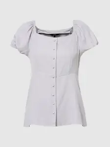 Vero Moda Women Grey Solid Square Neck A-line Top