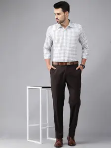 Park Avenue Men Blue Slim Fit Checked Pure Cotton Formal Shirt