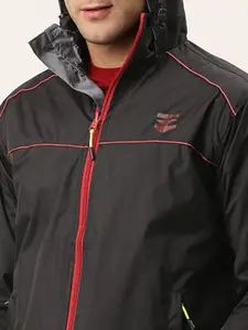 Sports52 wear Men Black And Grey Solid Reversible Rain Jacket