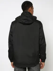 Sports52 wear Men Grey & Black Reversible Hooded Rain Jacket with Contrast Zip