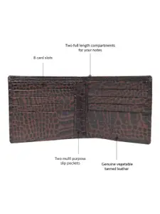 Kara Men Brown Textured Leather Two Fold Wallet With Card Holder Combo