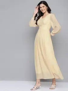 SASSAFRAS Beige Maxi Dress With Side Slit