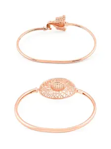 Zaveri Pearls Women Set of 2 Rose Gold-Plated & White Brass Cubic Zirconia Kada Bracelets